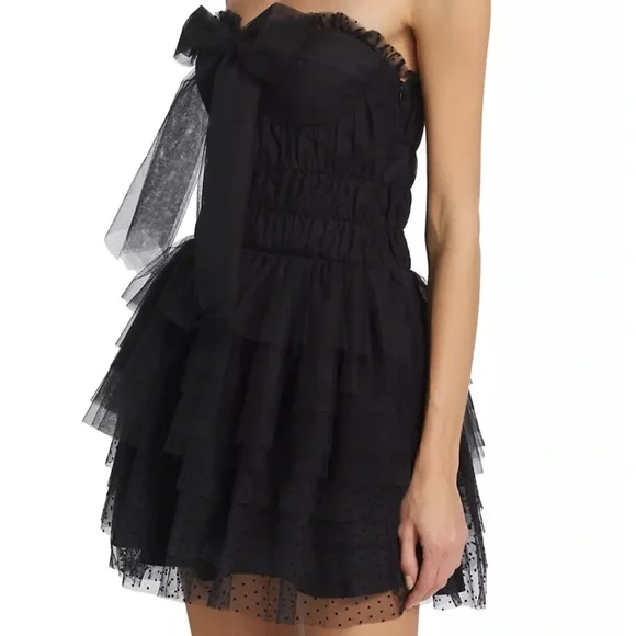 LoveShackFancy Faron Bow Layered Tulle Minidress Size 10 NWT - Picture 5 of 5